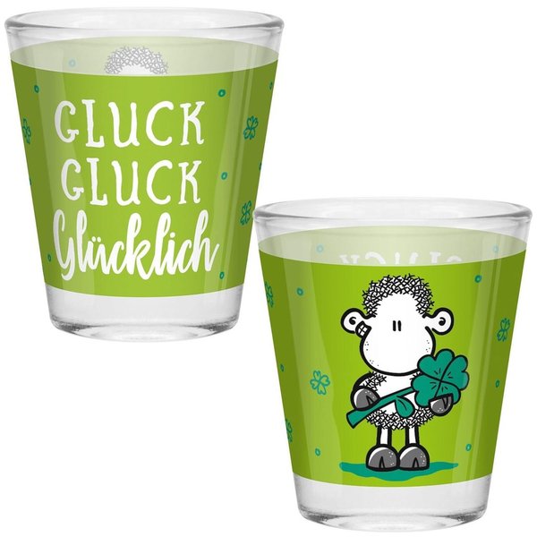Sheepworld - 46626 - Schnapsglas, Glas, Gluck Gluck glücklich, 6cm