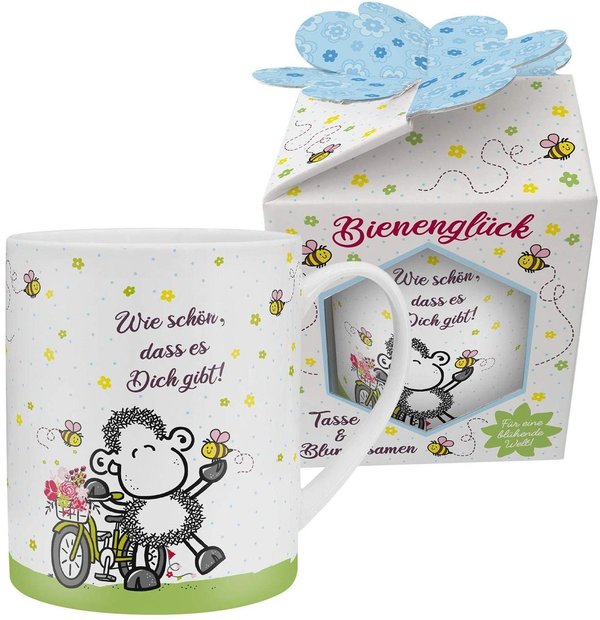 Sheepworld - 46554 - Becher, Bienenglück, mit Blumensamen, Porzellan, 60cl