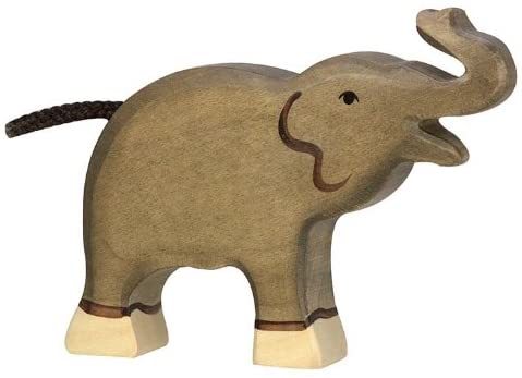 Holztiger - 80150 - Elefant, klein, Rüssel hoch, Holz, 11cm