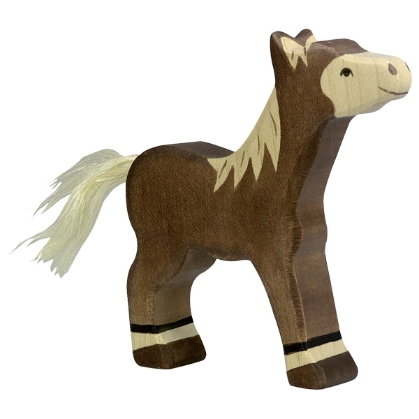 Holztiger - 80042 - Pferd, Fohlen, stehend, dunkelbraun, Holz, 11,5cm