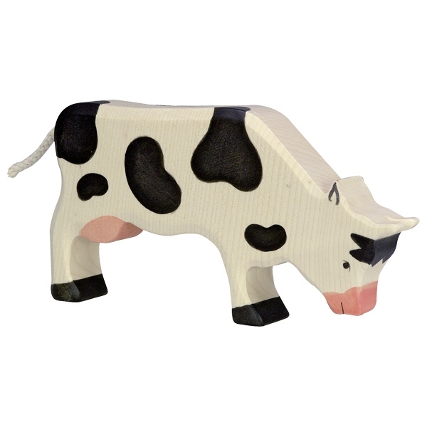 Holztiger - 80002 - Kuh, grasend, schwarzbunt, Holz, 16,8cm