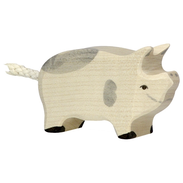 Holztiger - 80070 - Schwein, Ferkel, gefleckt, Holz, 6,8cm