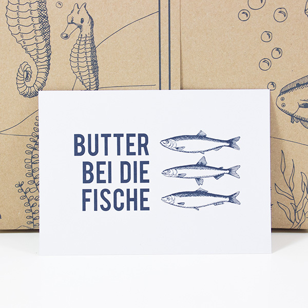 Bow & Hummingbird - 1613025-8 - Postkarte, Butter bei die Fische, Maritim, 15cm x 10,5cm (DIN A6)