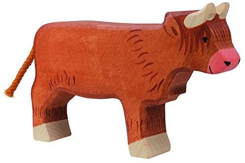 Holztiger - 80556 - Kuh, Schottisches Hochlandrind, stehend, braun, Holz, 16cm