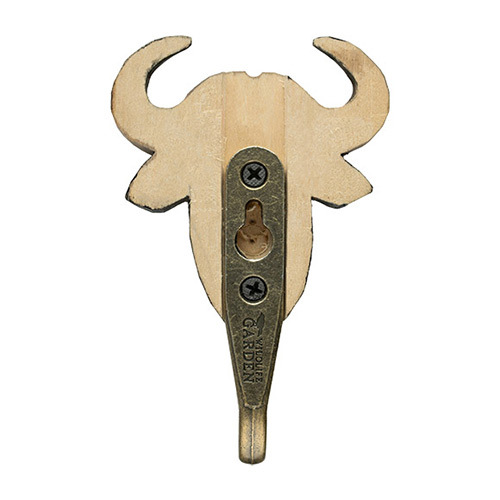 Wildlife Garden - WG4538 - Kleiderhaken, Afrikanischer Büffel, Holz, geschnitzt, 12cm
