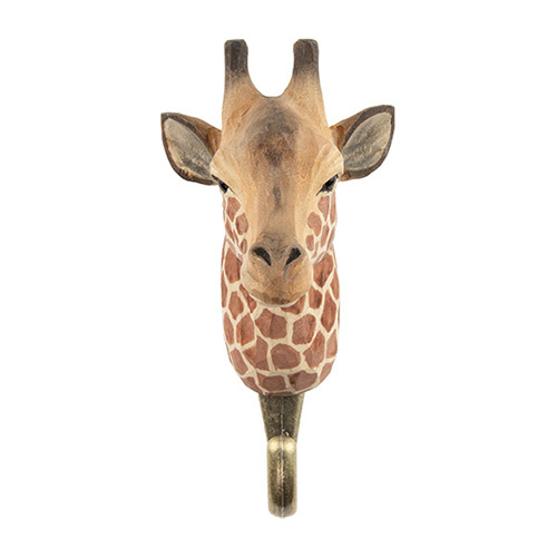 Wildlife Garden - WG4534 - Kleiderhaken, Giraffe, Holz, geschnitzt, 12cm