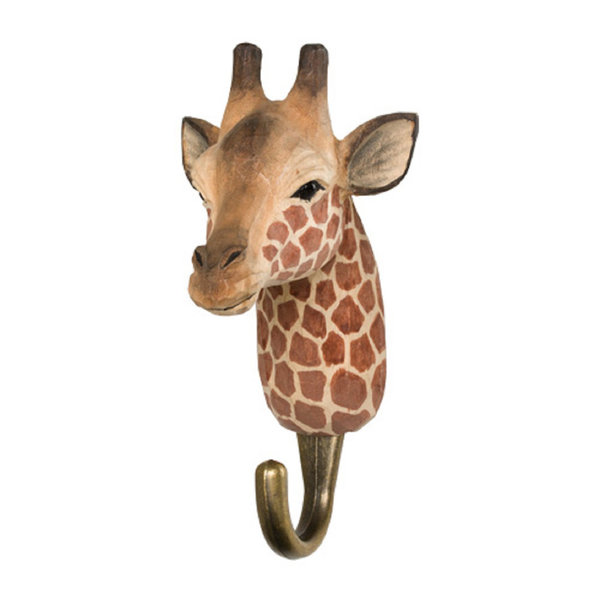 Wildlife Garden - WG4534 - Kleiderhaken, Giraffe, Holz, geschnitzt, 12cm
